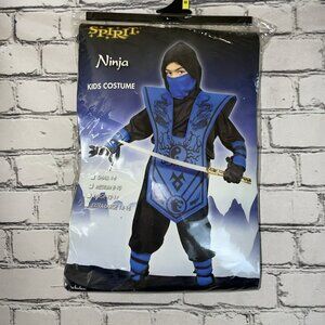 Spirit Halloween Complete Ninja Black & Blue Costume for Boys Size Medium 8-10